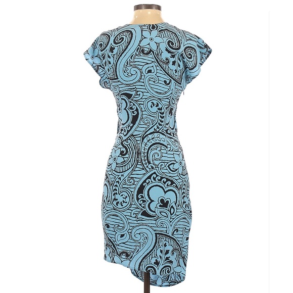 🔥SALE🔥 ANTHROPOLOGIE BLUE SILK DRESS SIZE 0 - Picture 2 of 4